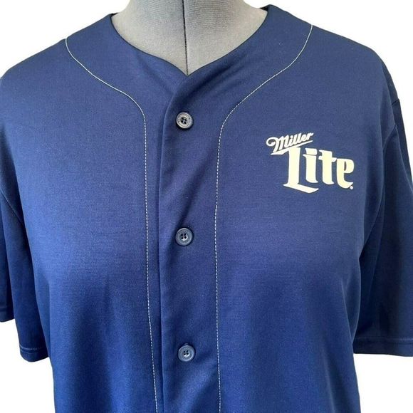 Miller Lite Shirts Millerlite 75 Mens Baseball Jersey Blue White